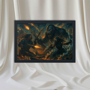 Zombie Strike "Main Characters" Epic Adventure Art Print | Framed Horizontal Poster | Fantasy Wall Decor, Gamer Room Decor, Gift for Movie Lovers, Home Office Art