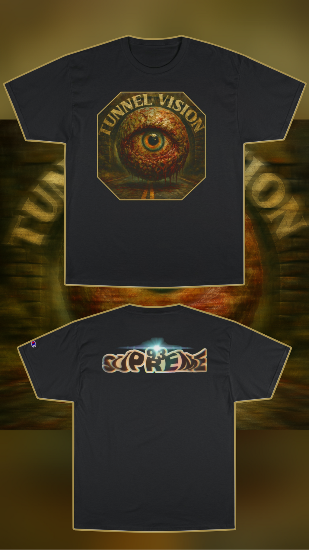 Tunnel Vision Champion T-Shirt - Urban Streetwear, Graphic Tee, Trendy Apparel, Gift for Teenagers, Casual Fashion
