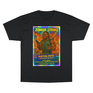 Zombie Strike Champion T-Shirt, Cool Graphic Tee, Horror Shirt, Gamer Apparel, Perfect for Halloween, Gift for Zombie Fans